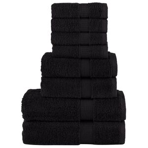 vidaXL 8 Piece Premium Towel Set SOLUND Black 600 gsm