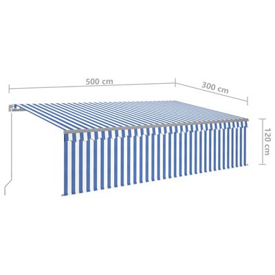 vidaXL Manual Retractable Awning with Blind 5x3m Blue&White