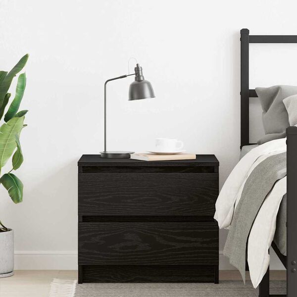 vidaXL Bedside Cabinet Black Oak 50 x 40 x 43.5 cm Engineered Wood