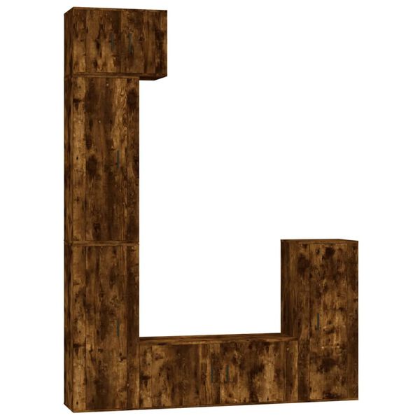 vidaXL 5 Piece TV Cabinet Set Smoked Oak Engineered Wood