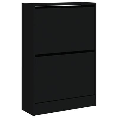 vidaXL Shoe Cabinet Black 60x21x87.5 cm Engineered Wood