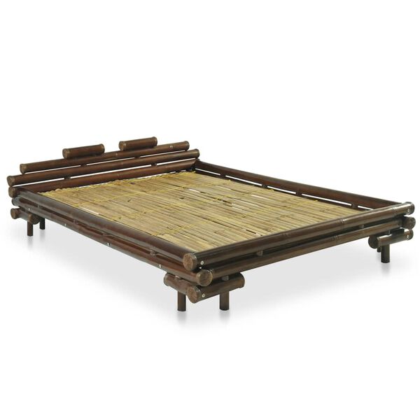 vidaXL Bed Frame without Mattress Dark Brown Bamboo 140x200 cm