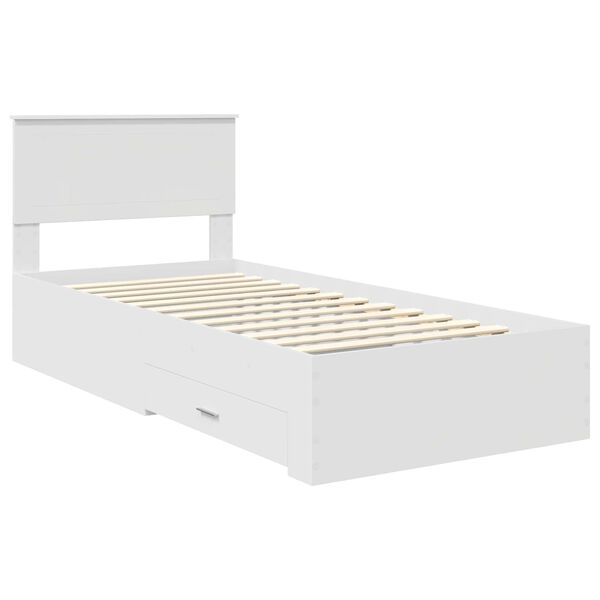 vidaXL Bed Frame with Headboard White 90 x 190 cm Engineered Wood