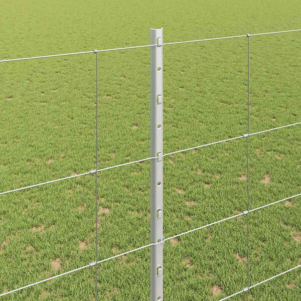 vidaXL Fence with Post Silver 1.6 x 50 m Steel
