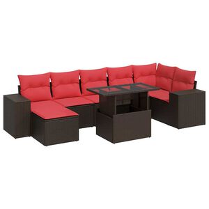 vidaXL 10 Piece Garden Sofa Set with Cushions Brown Poly Rattan Acacia