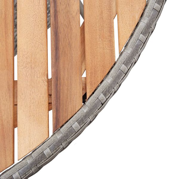 vidaXL Garden Table Grey 115x74 cm Poly Rattan and Acacia Wood