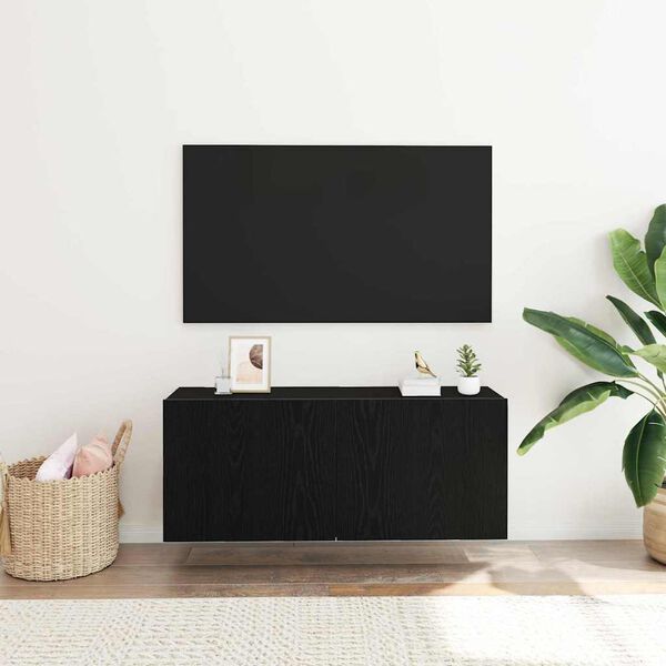 vidaXL TV Cabinet Set Black Oak 100 x 30 x 41 cm Engineered Wood