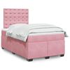 vidaXL Box Spring Bed with Mattress Pink 120x190 cm Small Double Velvet