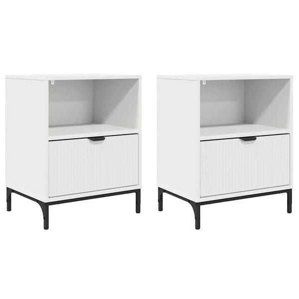 vidaXL Bedside Cabinet 2 pcs White 49 x 36 x 61 cm Engineered wood