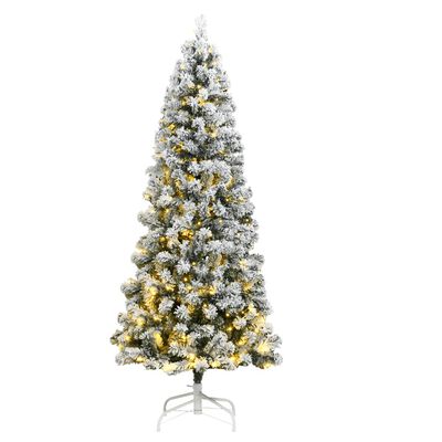 vidaXL Artificial Hinged Christmas Tree 300 LEDs & Flocked Snow 240 cm