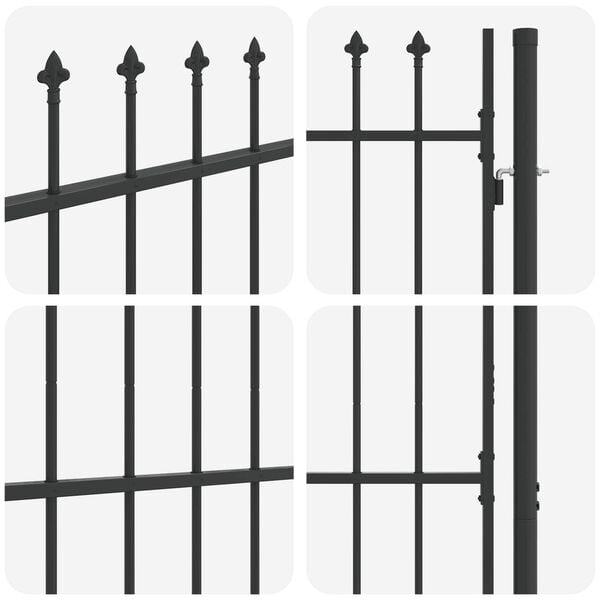 vidaXL Fence Gate Boxtel Single Door with Spike Top Steel 1x1.5 m Black