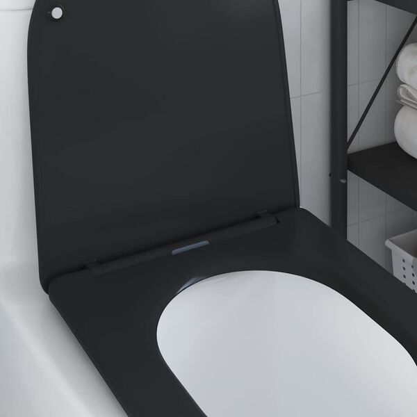 vidaXL Toilet Seat Black 44 x 36.4 x 3.4 cm Duroplast