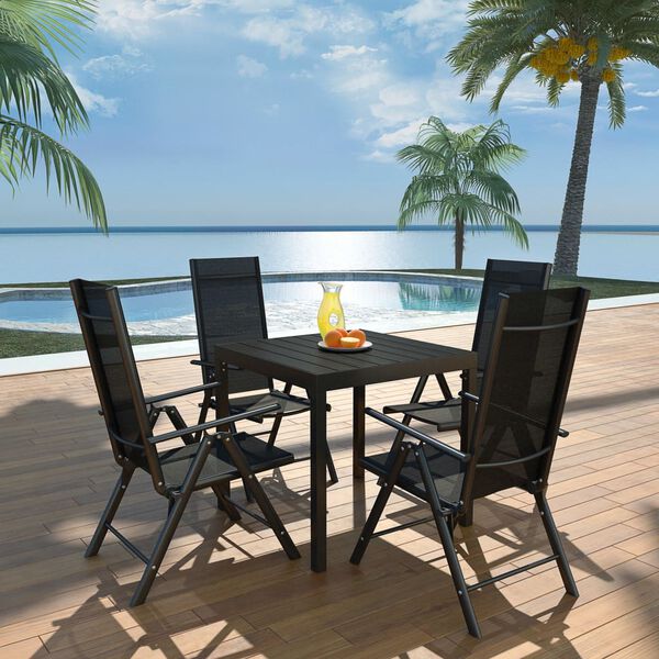 vidaXL 5 Piece Outdoor Dining Set Aluminium and WPC Black