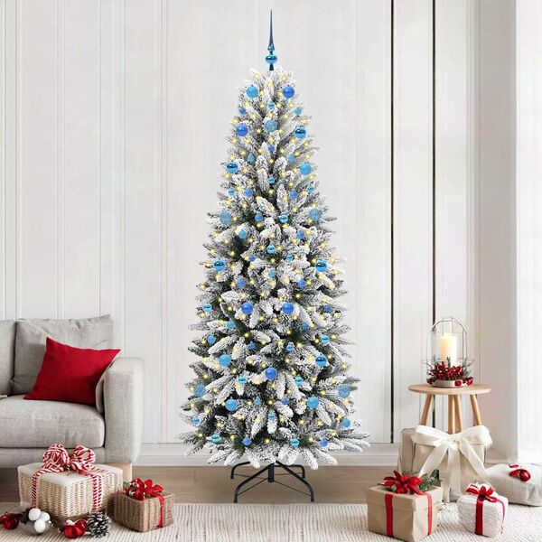vidaXL Artificial Christmas Tree with 300 LEDs with Stand White 210 cm