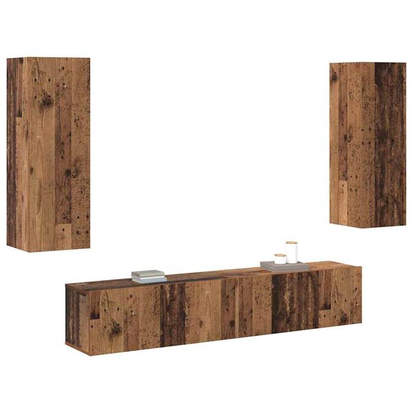 vidaXL Wall Mounted TV cabinets 4 pcs Old Wood Engineered Wood