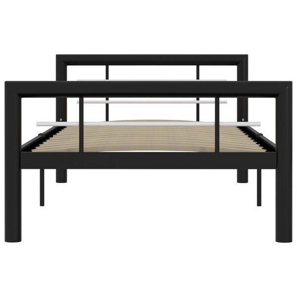 vidaXL Bed Frame without Mattress Black and White Metal 100x200 cm