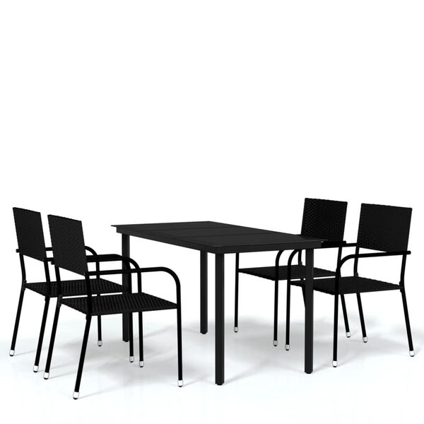 vidaXL 5 Piece Garden Dining Set Black