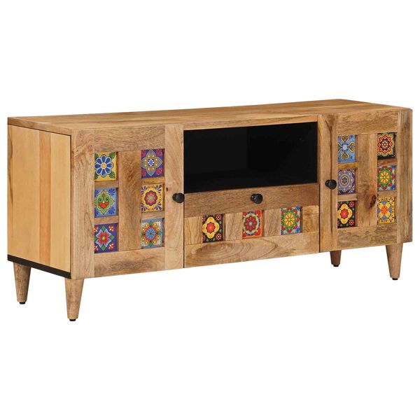 vidaXL TV Cabinet Natural 105 x 33.5 x 46 cm Solid Mango Wood