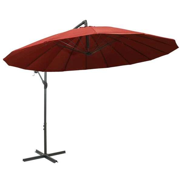 vidaXL Hanging Garden Parasol Terracotta 3 m Aluminium Pole
