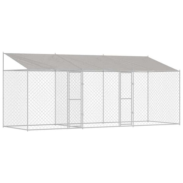 vidaXL Dog Cage with Roof Silver 600 x 200 x 258 cm Steel and PE