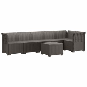 vidaXL 6-Seater Garden Sofa Rattan Look PP Light Grey