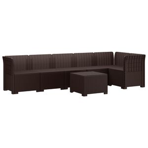 vidaXL 6-Seater Garden Sofa Rattan Look PP Brown