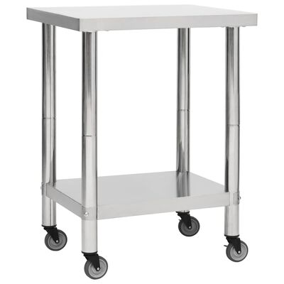 vidaXL Kitchen Work Table with Wheels 80x30x85 cm Stainless Steel