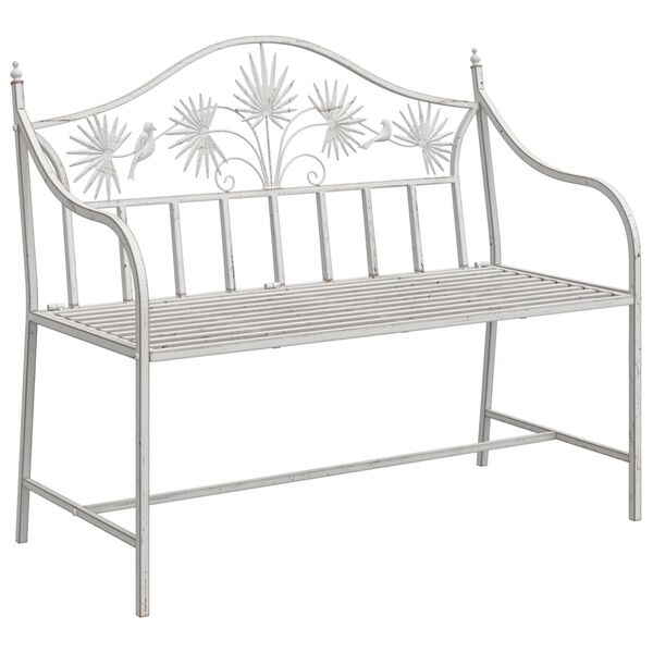 vidaXL Garden Bench White 104 x 54 x 93cm Steel