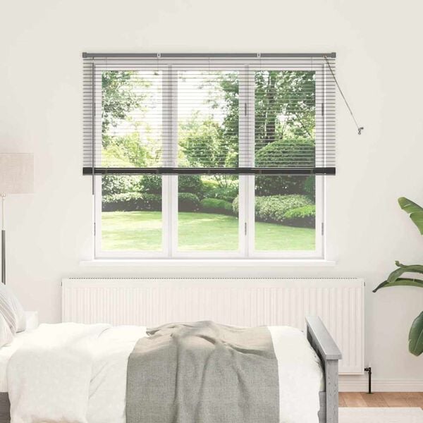 vidaXL Window Blind with Curtains Manual Dark grey Aluminium