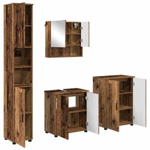 vidaXL Bathroom Furniture Set 4 pcs Old Wood 61 x 35 x 64 cm
