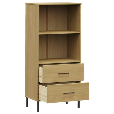 vidaXL Bookcase with 2 Drawers Brown 60x35x128.5 cm Solid Wood OSLO
