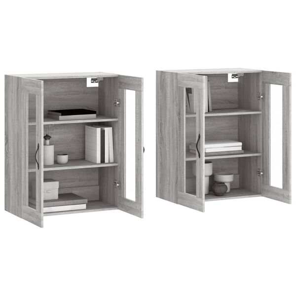 vidaXL Wall Mounted Cabinets 2 pcs Grey Sonoma Engineered Wood