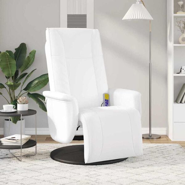 vidaXL Massage Recliner Chair White 71 x 90 x 105 cm PVC