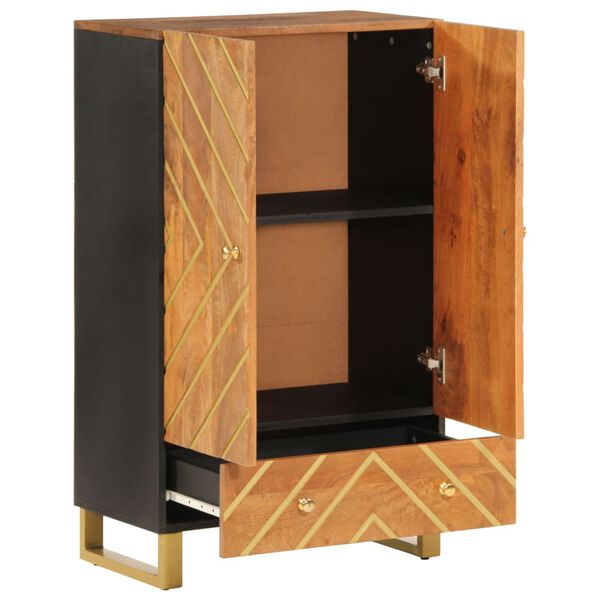 vidaXL Highboard Brown and Black 60x33.5x100 cm Solid Wood Mango