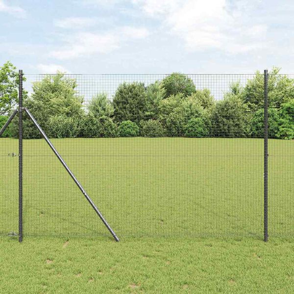 vidaXL Fence Post Grey 25 x 1.6 m (25 x 25 mm mesh) Steel and PVC