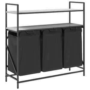 vidaXL Laundry Basket 3 Compartments with Shelves Grey Sonoma