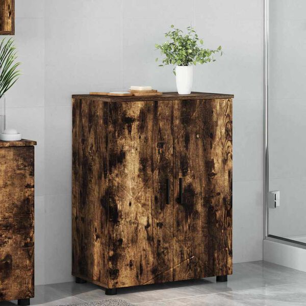 vidaXL Bathroom Cabinet with Storage Smoked Oak 60 x 35 x 80 cm