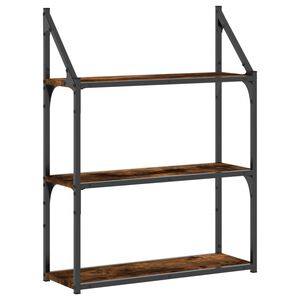 vidaXL 3-Tier Wall Shelf Smoked Oak 60x21x78.5 cm Engineered Wood