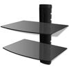 vidaXL 2-tier Wall Mounted Glass DVD Shelf Black