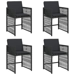 vidaXL Garden Chairs with Cushions 4 pcs Black Poly Rattan