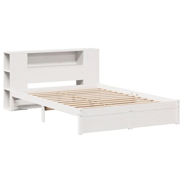 vidaXL Bookcase Bed without Mattress White 160x200cm Solid Wood Pine