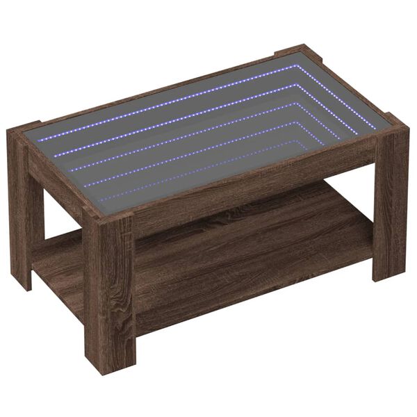 vidaXL Coffee Table with LED Brown Oak 93x53x45 cm Engineered Wood