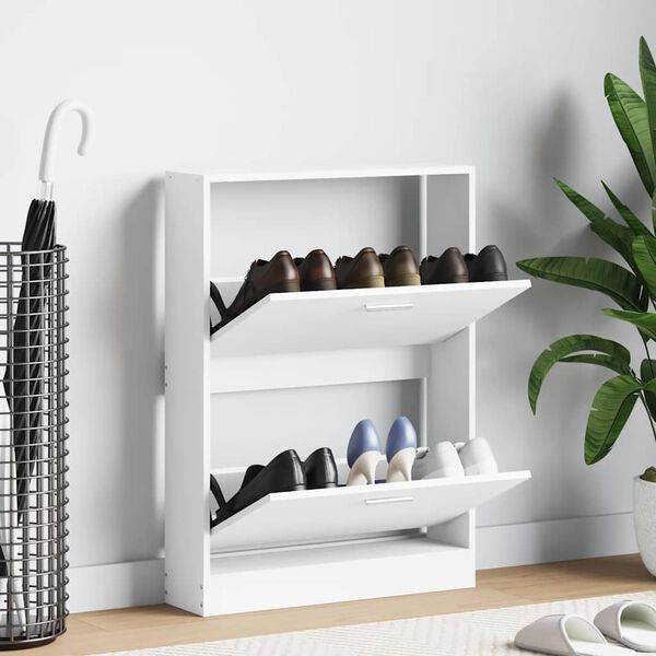 vidaXL Shoe Cabinet White 59x17x81 cm Engineered Wood