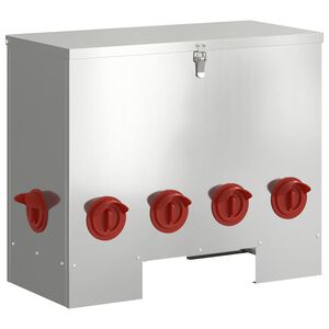 vidaXL Chicken Feeder Silver 60.5 x 29 x 51 cm Galvanised Steel