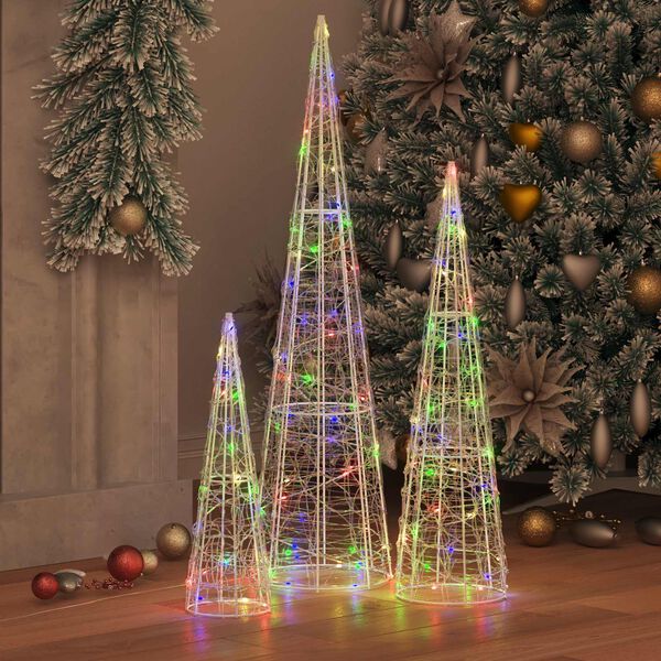 vidaXL Christmas Tree 3 pcs Multicolour 20 x 20 x 80 cm Acrylic