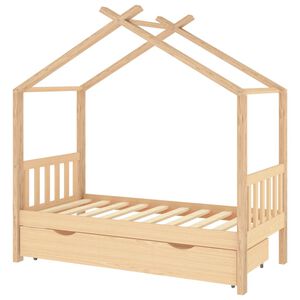 vidaXL Kids Bed Frame with a Drawer Solid Pine Wood 80x160 cm