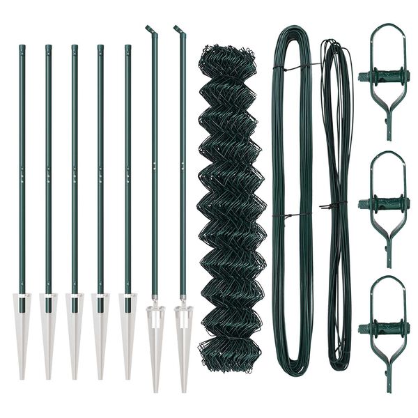 vidaXL Fence Post Green 10 x 1.4 m (60 x 60 mm mesh) Steel and PVC