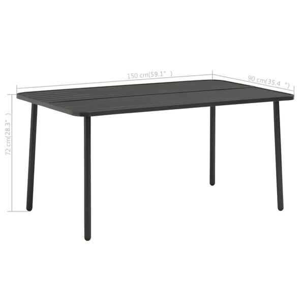 vidaXL Garden Table Dark Grey 150x90x72 cm Steel