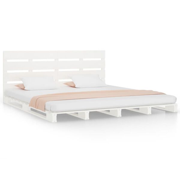 vidaXL Bed Frame without Mattress White 135x190 cm Double Solid Wood Pine