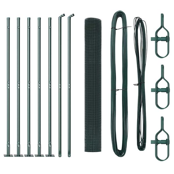 vidaXL Fence Post Green 10 x 1.2 m (16 x 16 mm mesh) Steel and PVC